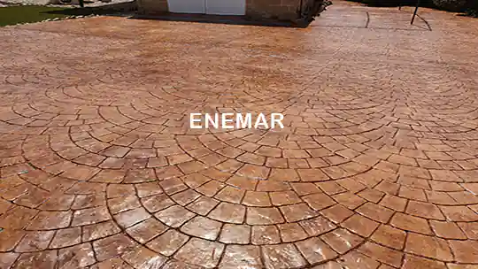 Acabado de hormigón impreso moldes adoquín abanico